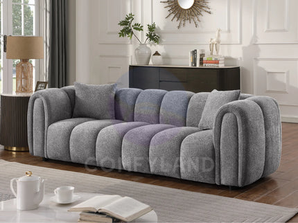 Cloud Grey Bubble-Tufted Curved Sofa