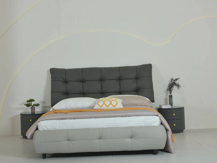 Dark Grey Leather Double Bed