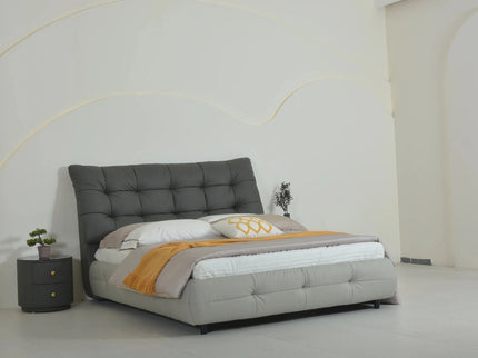 Dark Grey Leather Double Bed