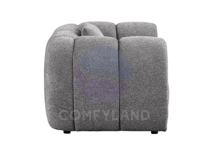 Cloud Grey Bubble-Tufted Curved Sofa