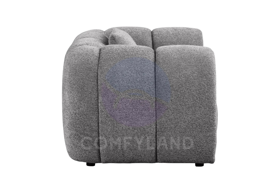 Cloud Grey Bubble-Tufted Curved Sofa