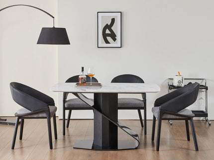 Nature Marble Dining Table with Four Chairs