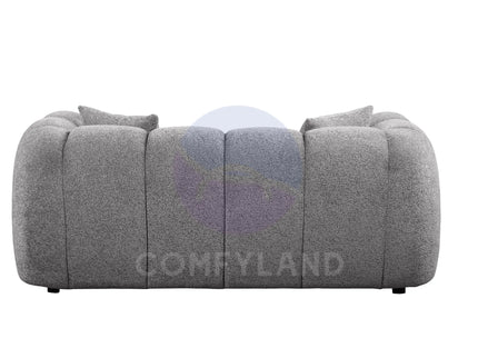Cloud Grey Bubble-Tufted Curved Sofa