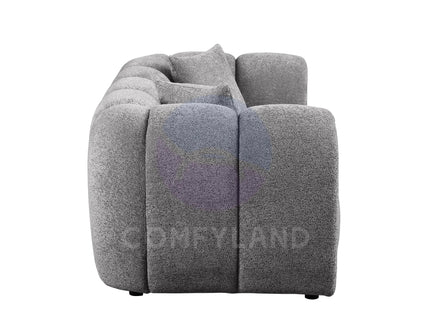 Cloud Grey Bubble-Tufted Curved Sofa