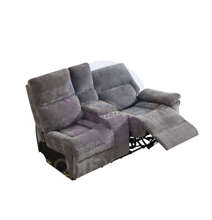 Premiere Grey Fabric Sectional Recliner Sofa with Dual Cup Holders