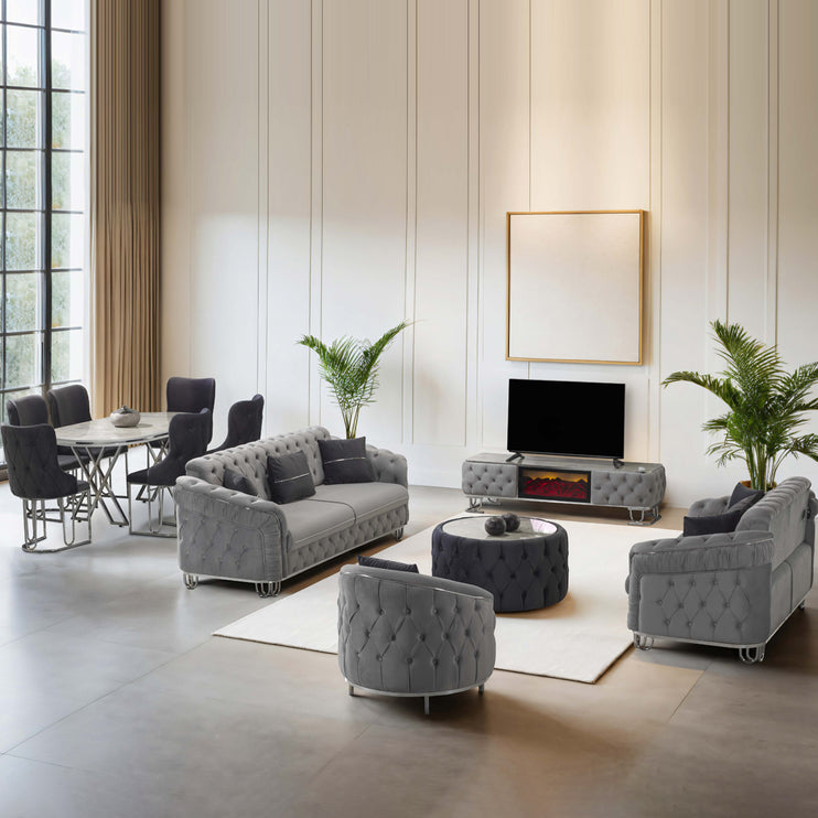 ALMERA Grey Velvet Living Room Furniture