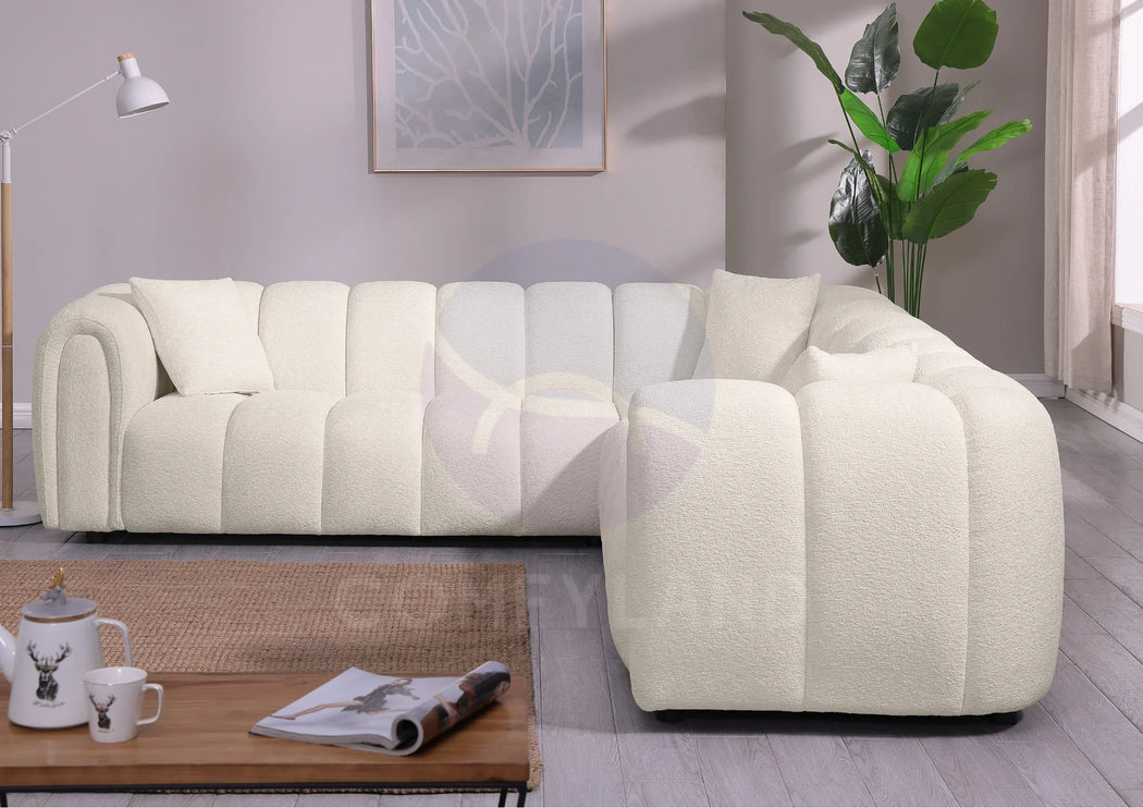 Cloud Beige Bouclé L-Shaped Corner Sofa