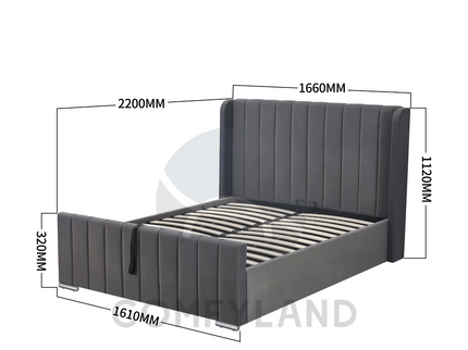 Grey Velvet Storage Bed