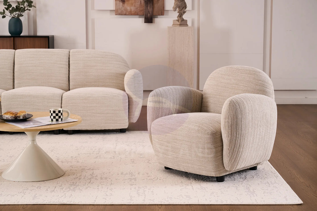 Beans Beige Textured Chenille Sofa