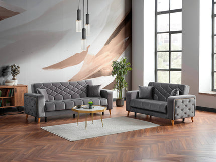 Melisa Grey Sofa Bed with Gold Detailing