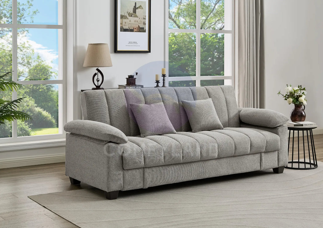 Verona Beige Textured Chenille Sofa Bed