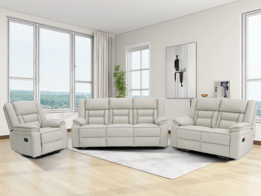 Recliner Sofa Bed in Beige Leather
