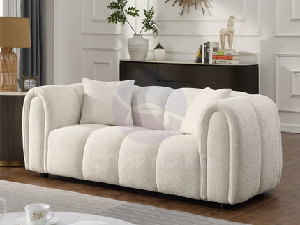 Cloud Beige Bubble-Tufted Curved Sofa
