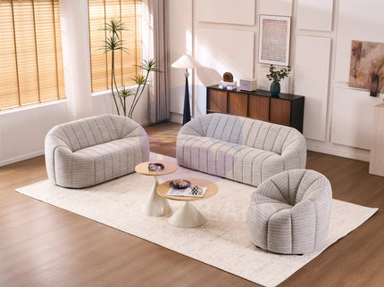 Serum Grey Bouclé Curved 2-Seater Sofa