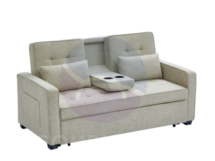 HOMCOM Beige 2 Seater Pull out Sofa Bed