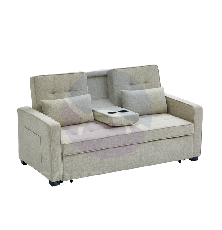 HOMCOM Beige 2 Seater Pull out Sofa Bed