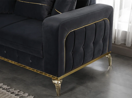 BERLIN Black Velvet with Gold Detailing