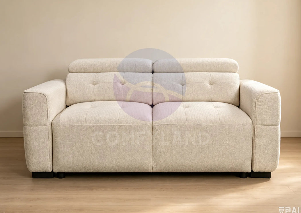 Milan Beige Adjustable Headrest Sofa