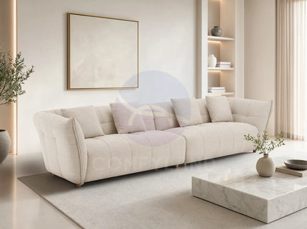 Vienna Beige Channelled Curved Sofa