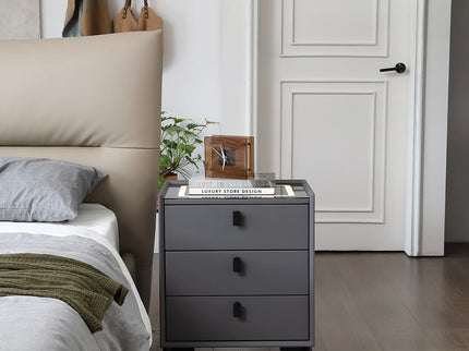 Grey Smart Nightstand with Speaker, Lighting, USB and Charging