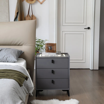 Grey Smart Nightstand with Speaker, Lighting, USB and Charging