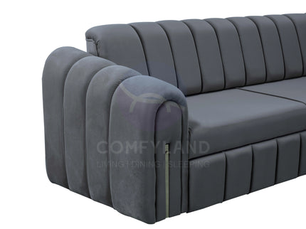 Vera Grey Velvet 7 Seater L Shaped Corner Sofa