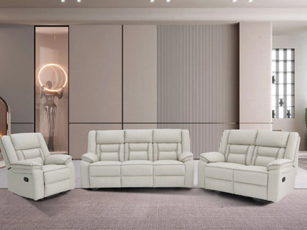 Recliner Sofa Bed in Beige Leather