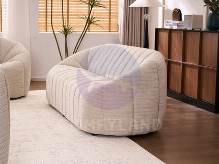 Serum Beige Bouclé Curved 2-Seater Sofa