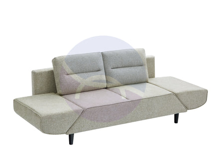 Convertible Beige Futon Loveseat Sleeper Sofa with Adjustable Armrest