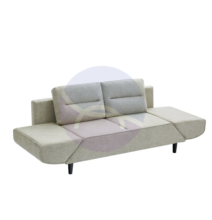 Convertible Beige Futon Loveseat Sleeper Sofa with Adjustable Armrest