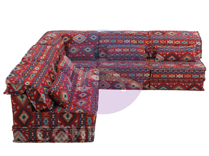 Arabic Majlis Floor Seating Modular U-Shape Corner Sofa Set, Bohemian Decor