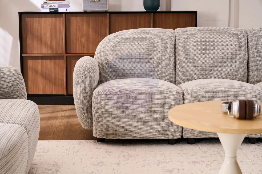 Beans Grey Textured Chenille Sofa