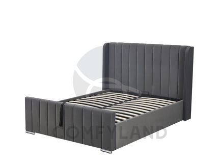 Grey Velvet Storage Bed