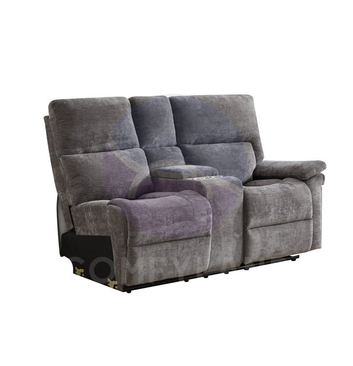Premiere Grey Fabric Sectional Recliner Sofa with Dual Cup Holders