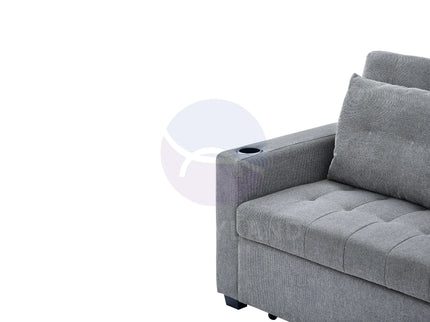 Grey Convertible Pull-Out Sofa Bed