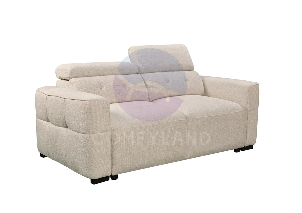 Milan Beige Adjustable Headrest Sofa