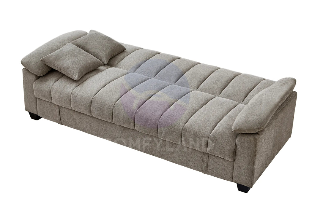 Verona Beige Textured Chenille Sofa Bed