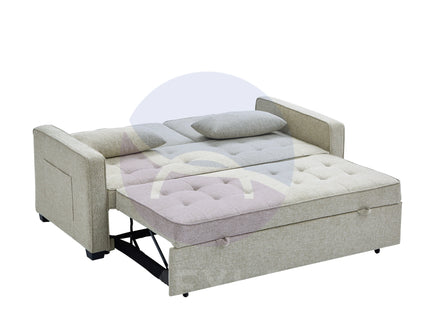 HOMCOM Beige 2 Seater Pull out Sofa Bed