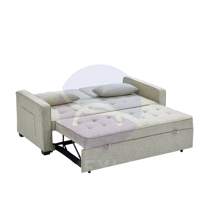 HOMCOM Beige 2 Seater Pull out Sofa Bed