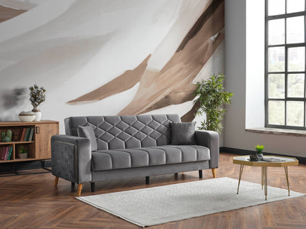 Melisa Grey Sofa Bed with Gold Detailing
