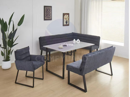 Monaco Grey Dining Table with Corner Bench Seating