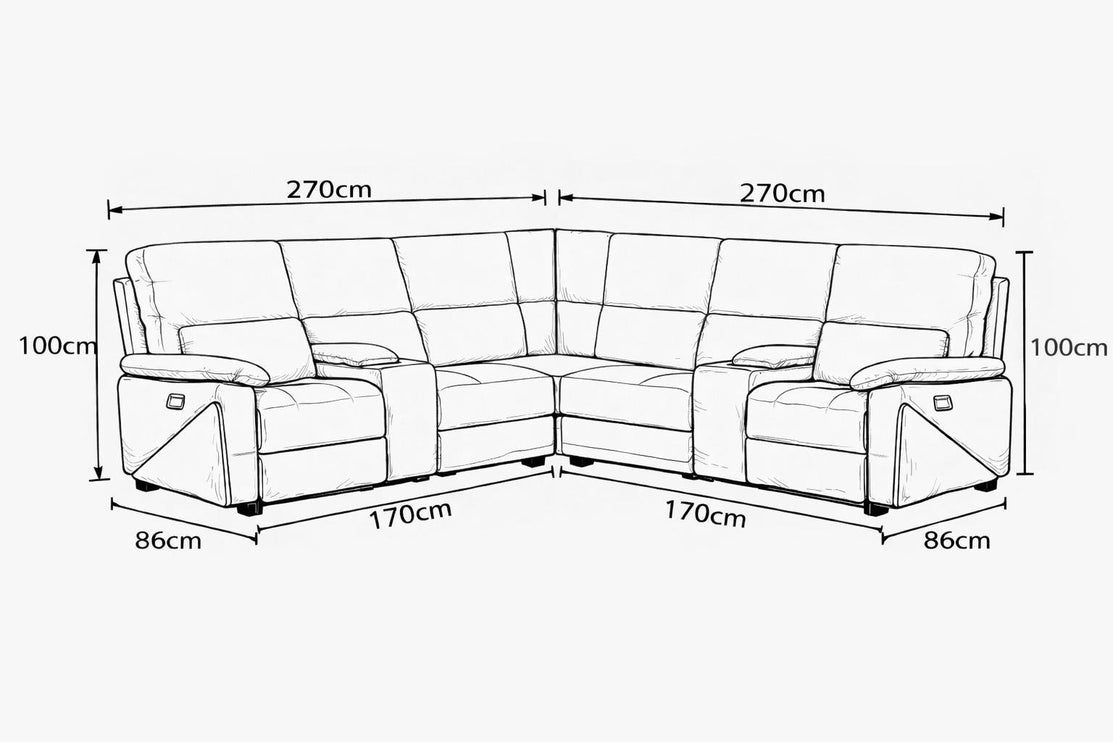 Premiere Grey Fabric Sectional Recliner Sofa with Dual Cup Holders