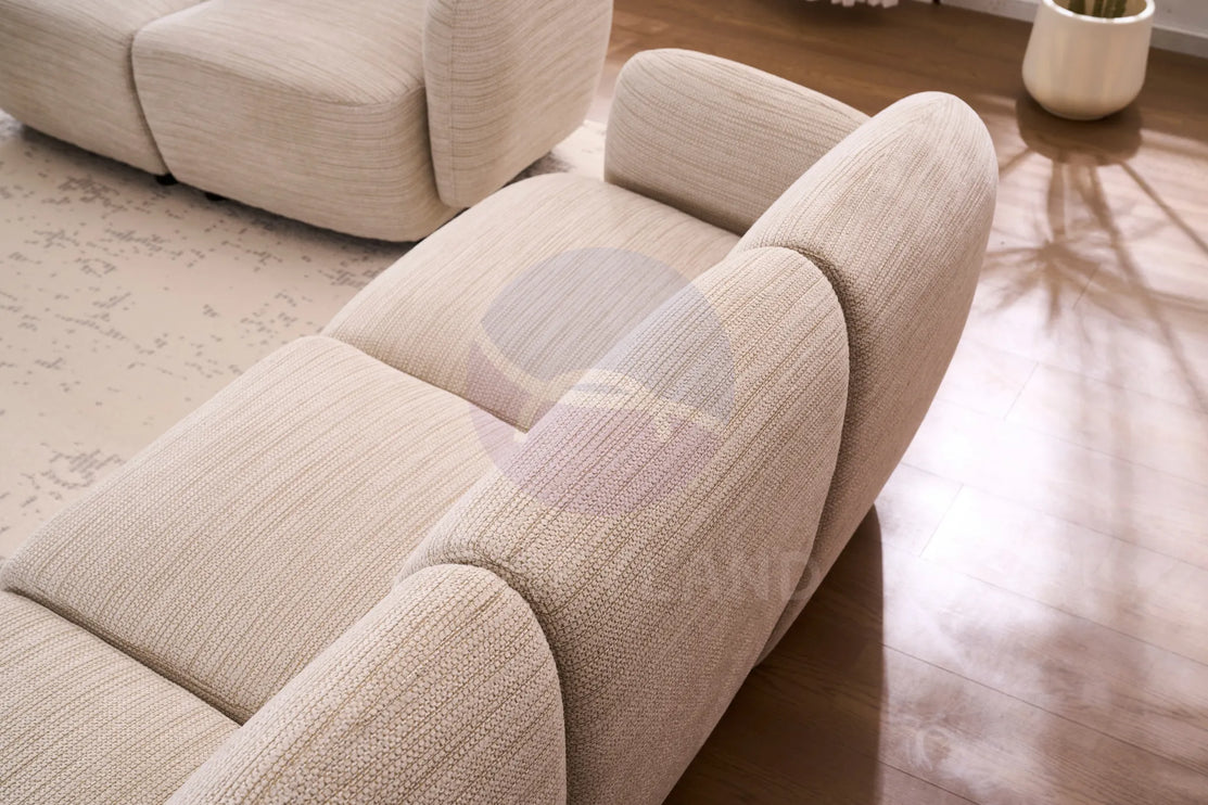 Beans Beige Textured Chenille Sofa