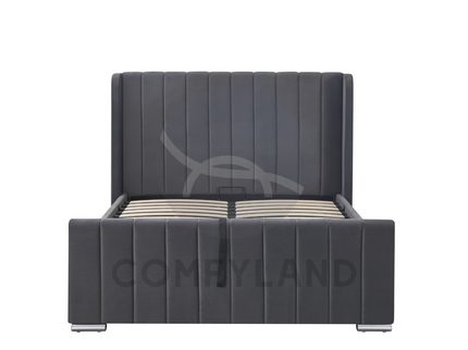 Grey Velvet Storage Bed