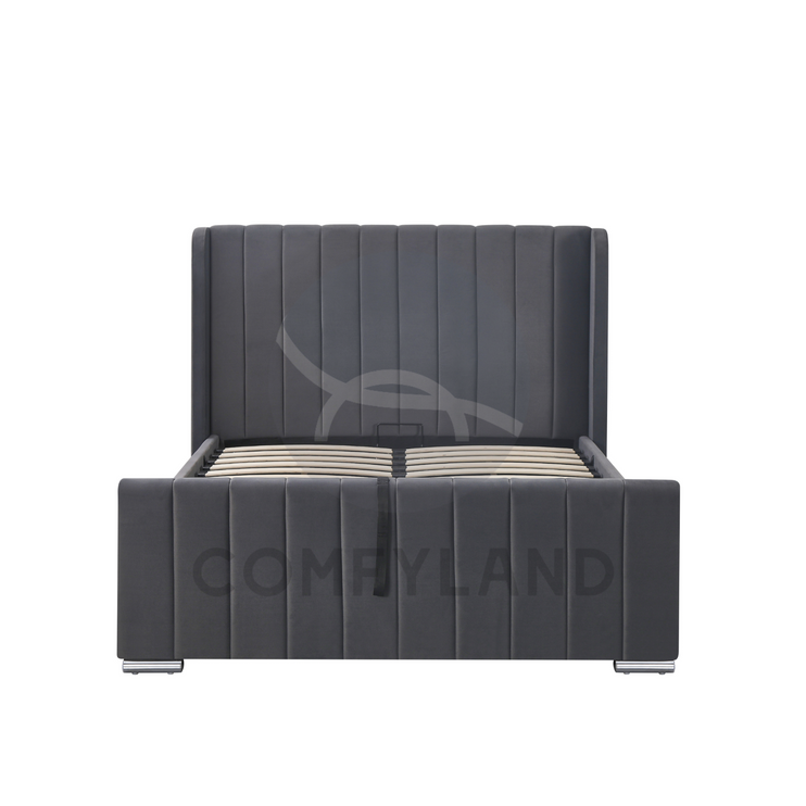 Grey Velvet Storage Bed