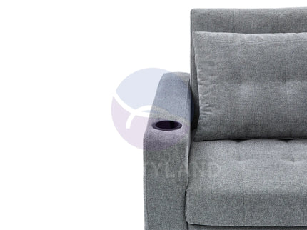 Grey Convertible Pull-Out Sofa Bed