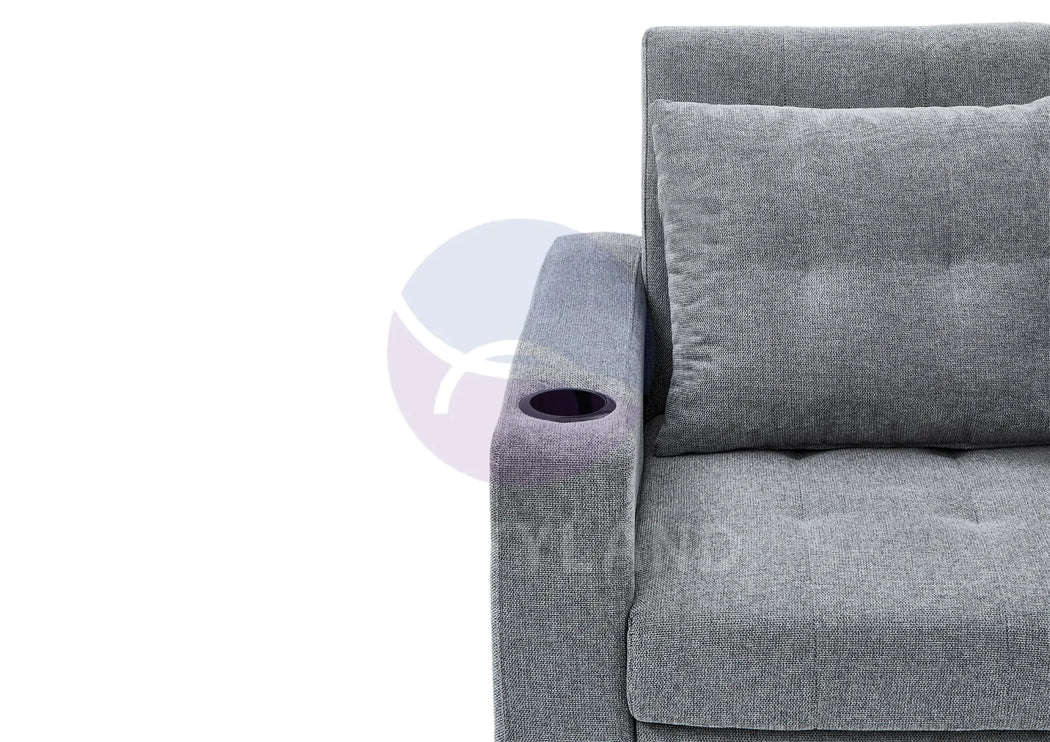 Grey Textured Chenille Pull-Out Sofa Bed