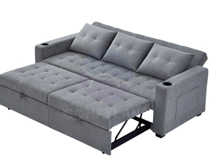 Grey Convertible Pull-Out Sofa Bed