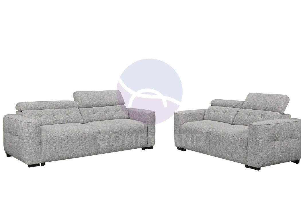 Milan Grey Adjustable Headrest Sofa