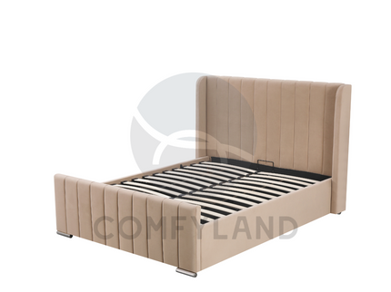 Beige Velvet Storage Bed